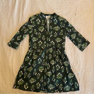 Tuckernuck Viridian Stamped Bouquets Royal Shirt Dress
